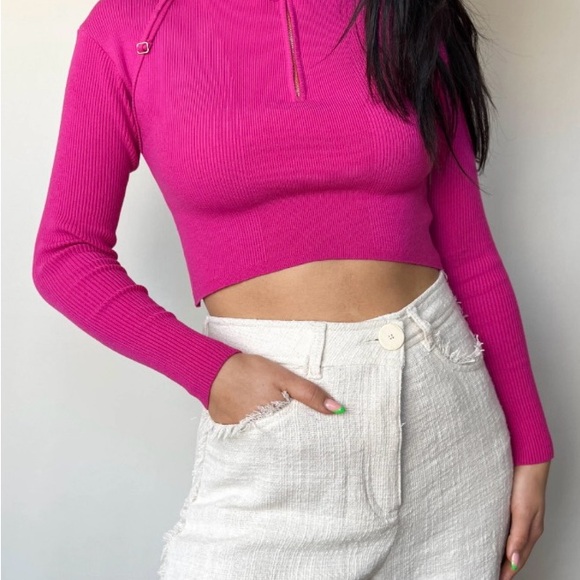 JACQUEMUS NWOT Maille Borneo Turtleneck Knit Top Pink - Picture 2 of 6